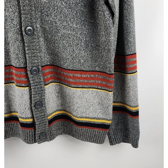 Urban Pipeline Sweater Mens Large Gray/Red Dad Cardigan Shawl Collar - Picture 4 of 8